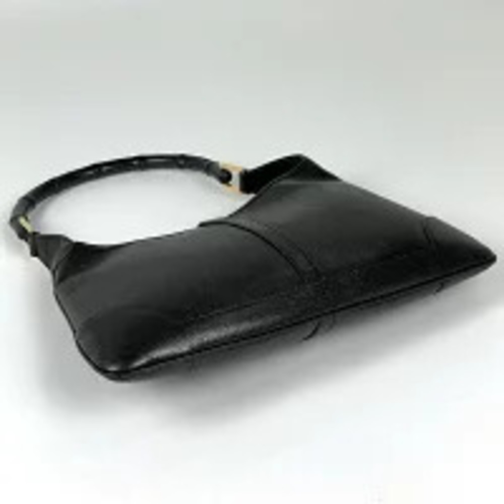 Gucci black bamboo shoulder bag leather